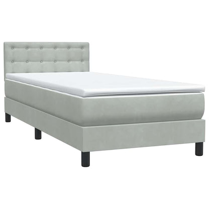 vidaXL Lit boxspring avec matelas et LED Gris clair 90x210 cm Velours