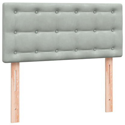 vidaXL Lit boxspring avec matelas et LED Gris clair 90x210 cm Velours