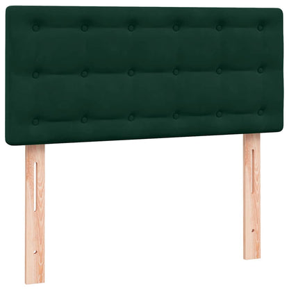vidaXL Boxspringbett mit Matratze & LED Dunkelgrün 90x210 cm Samt