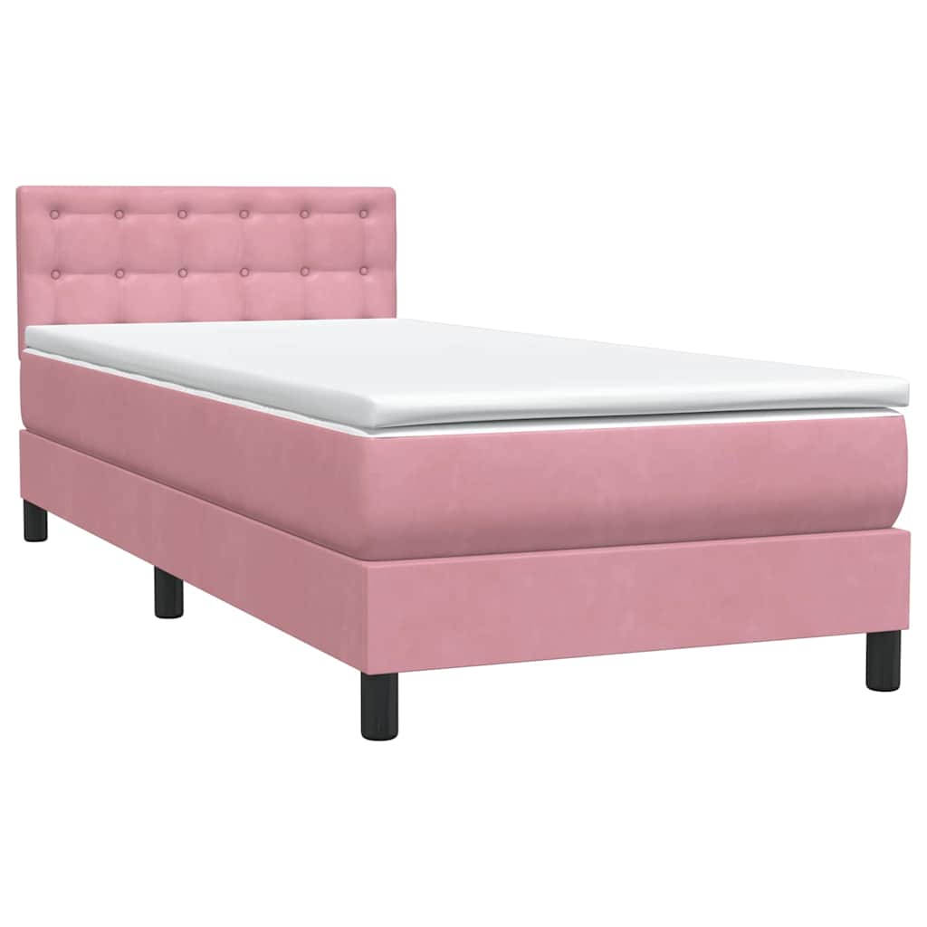 Boxspringbett mit Matratze & LED Rosa 90x210 cm Samt
