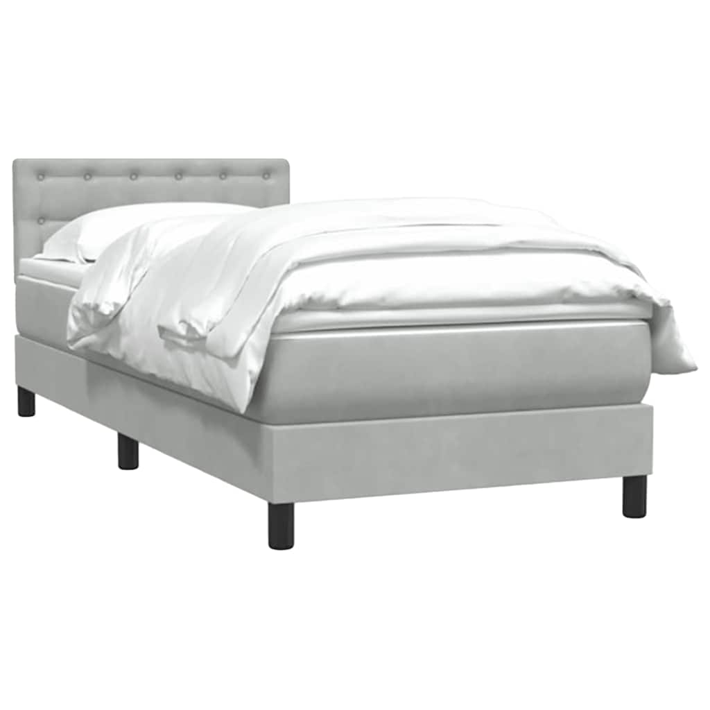 vidaXL Boxspringbett mit Matratze & LED Hellgrau 100x210 cm Samt