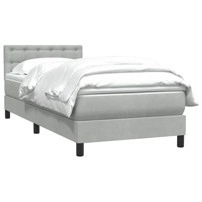 vidaXL Boxspringbett mit Matratze & LED Hellgrau 100x210 cm Samt