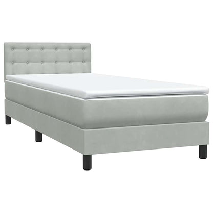 vidaXL Boxspringbett mit Matratze & LED Hellgrau 100x210 cm Samt