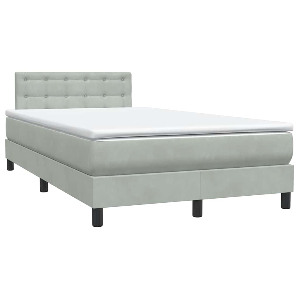 vidaXL Boxspringbett mit Matratze & LED Hellgrau 120x210 cm Samt