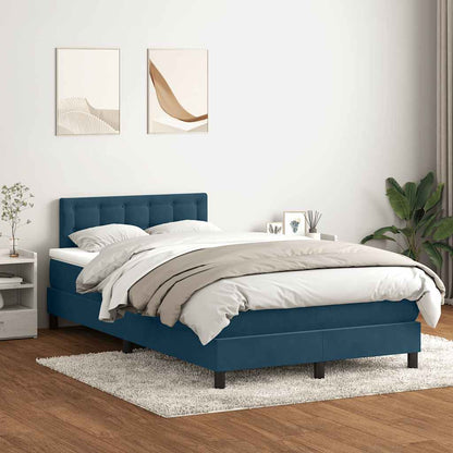 vidaXL Boxspringbett mit Matratze & LED Dunkelblau 120x210 cm Samt