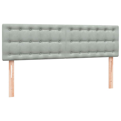 vidaXL Boxspringbett mit Matratze & LED Hellgrau 140x210 cm Samt