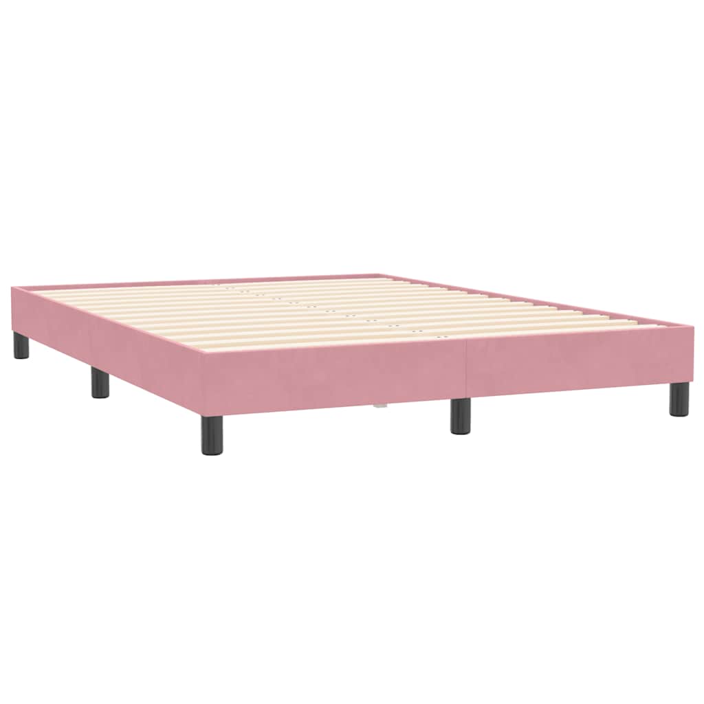 vidaXL Boxspringbett mit Matratze & LED Rosa 140x210 cm Samt
