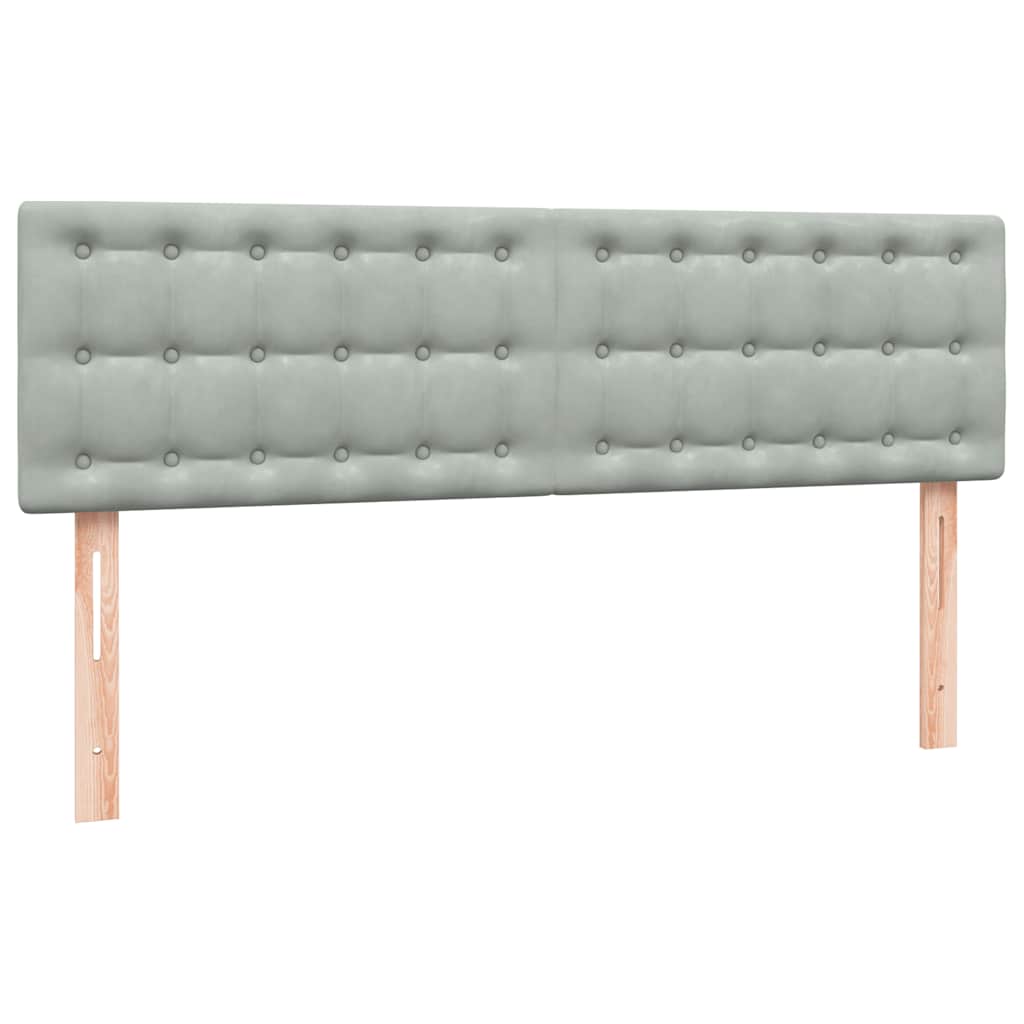 vidaXL Boxspringbett mit Matratze & LED Hellgrau 160x210 cm Samt