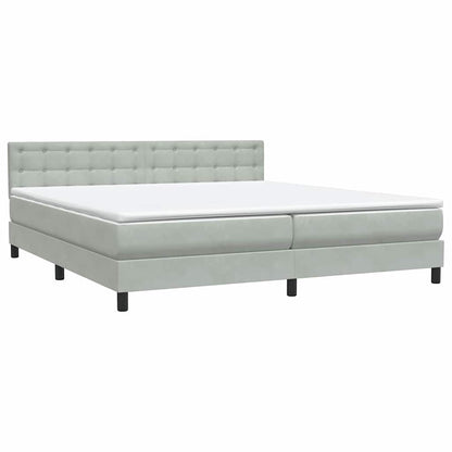 vidaXL Boxspringbett mit Matratze & LED Hellgrau 180x210 cm Samt
