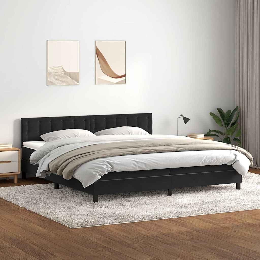 vidaXL Boxspringbett mit Matratze & LED Schwarz 180x210 cm Samt
