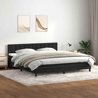 vidaXL Boxspringbett mit Matratze & LED Schwarz 180x210 cm Samt
