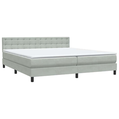 vidaXL Boxspringbett mit Matratze & LED Hellgrau 200x210 cm Samt