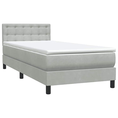 vidaXL Boxspringbett mit Matratze & LED Hellgrau 80x220 cm Samt