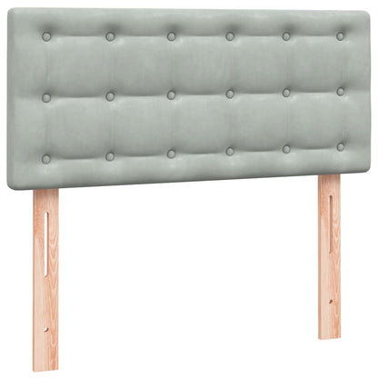 vidaXL Boxspringbett mit Matratze & LED Hellgrau 80x220 cm Samt