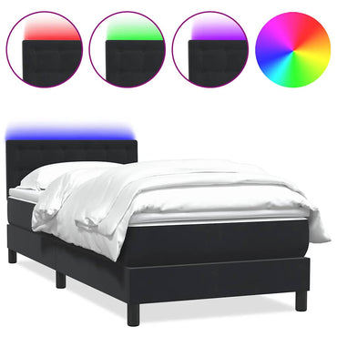 vidaXL Boxspringbett mit Matratze & LED Schwarz 80x220 cm Samt
