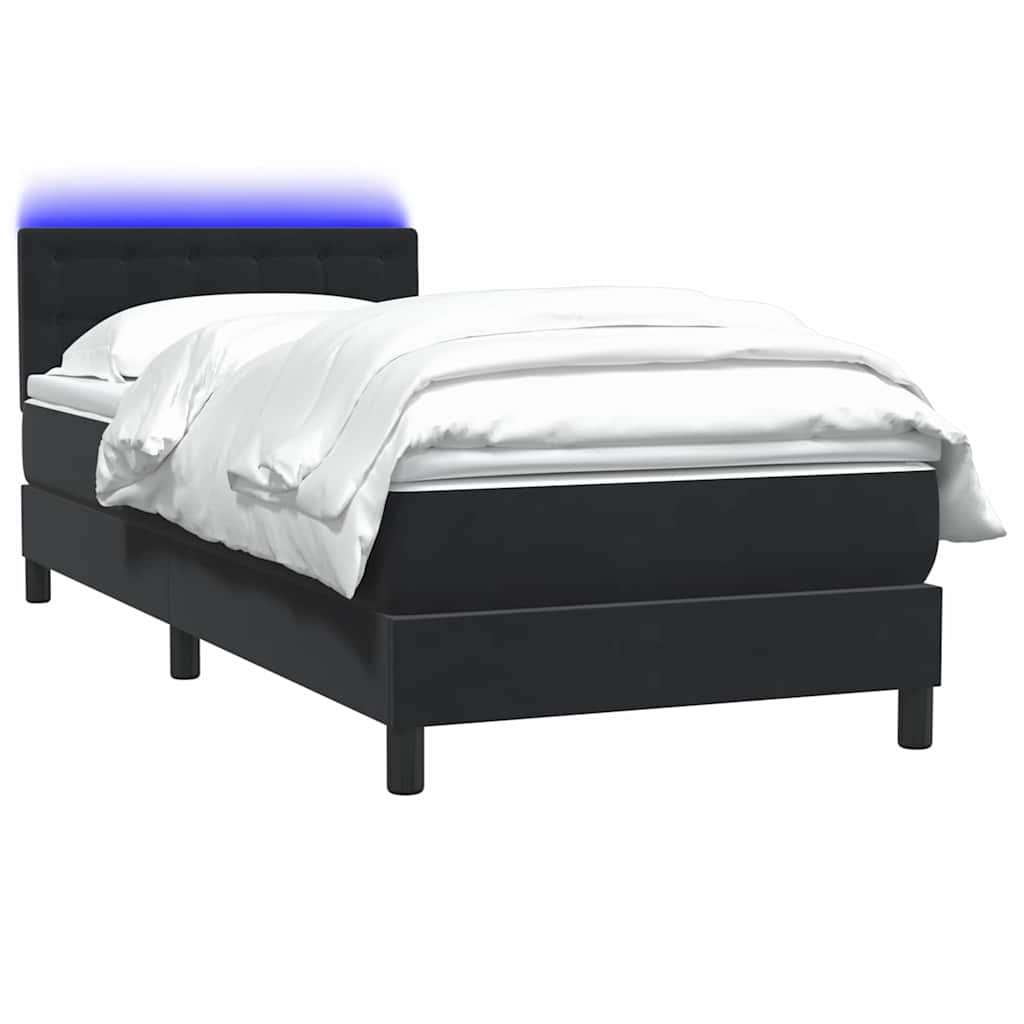 vidaXL Boxspringbett mit Matratze & LED Schwarz 80x220 cm Samt