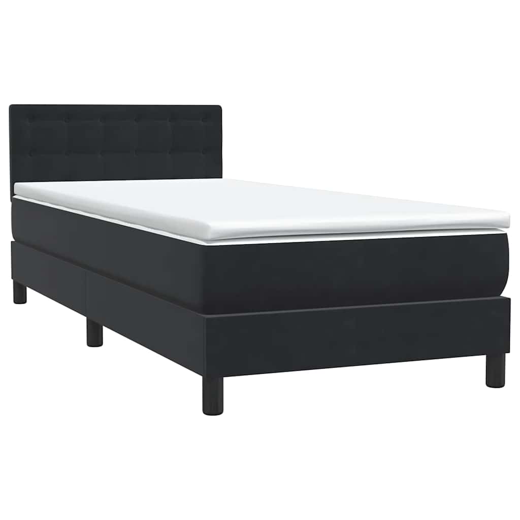 vidaXL Boxspringbett mit Matratze & LED Schwarz 80x220 cm Samt