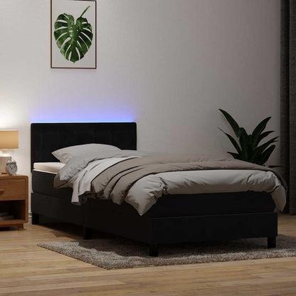 vidaXL Boxspringbett mit Matratze & LED Schwarz 80x220 cm Samt