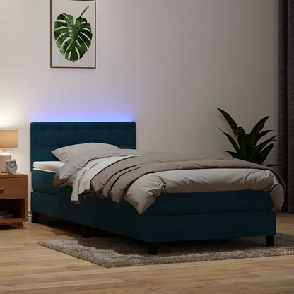 Boxspringbett mit Matratze & LED Dunkelblau 80x220 cm Samt