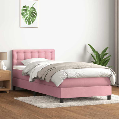 vidaXL Boxspringbett mit Matratze & LED Rosa 80x220 cm Samt