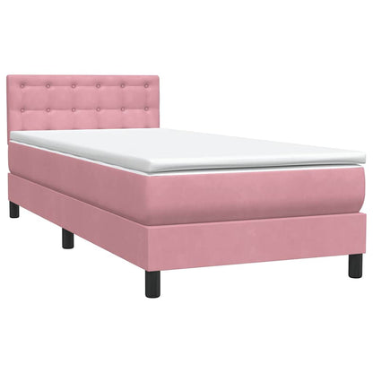 vidaXL Boxspringbett mit Matratze & LED Rosa 90x220 cm Samt