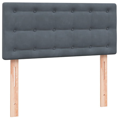 vidaXL Boxspringbett mit Matratze & LED Dunkelgrau 100x220 cm Samt