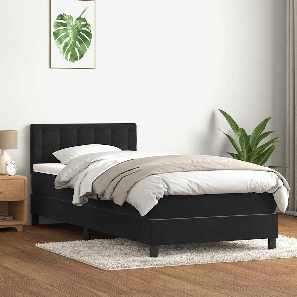 vidaXL Boxspringbett mit Matratze & LED Schwarz 100x220 cm Samt