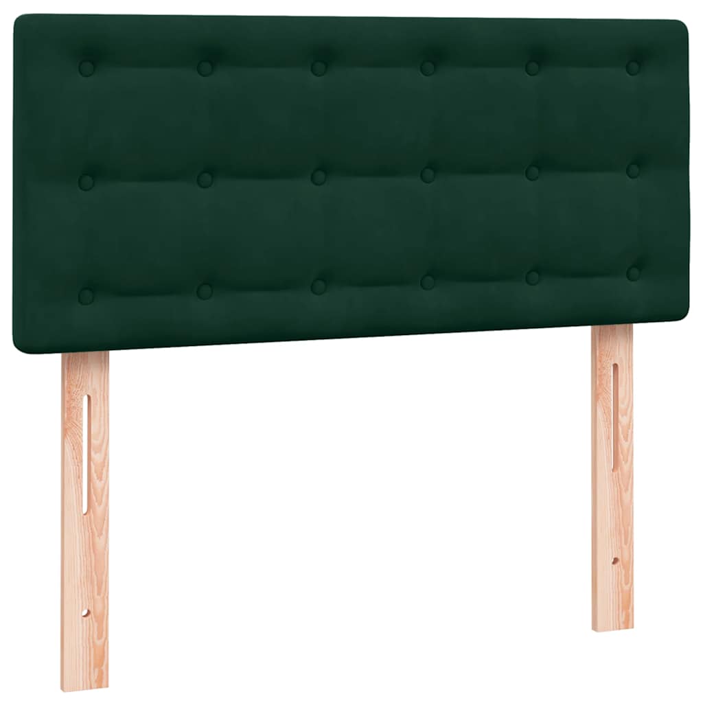 vidaXL Boxspringbett mit Matratze & LED Dunkelgrün 100x220 cm Samt