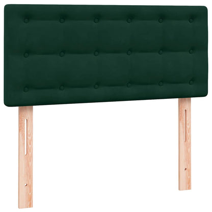 vidaXL Boxspringbett mit Matratze & LED Dunkelgrün 100x220 cm Samt
