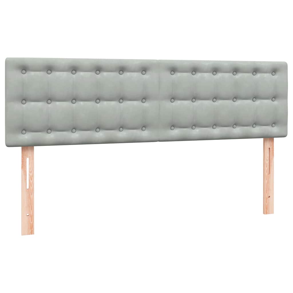 vidaXL Boxspringbett mit Matratze & LED Hellgrau 140x220 cm Samt