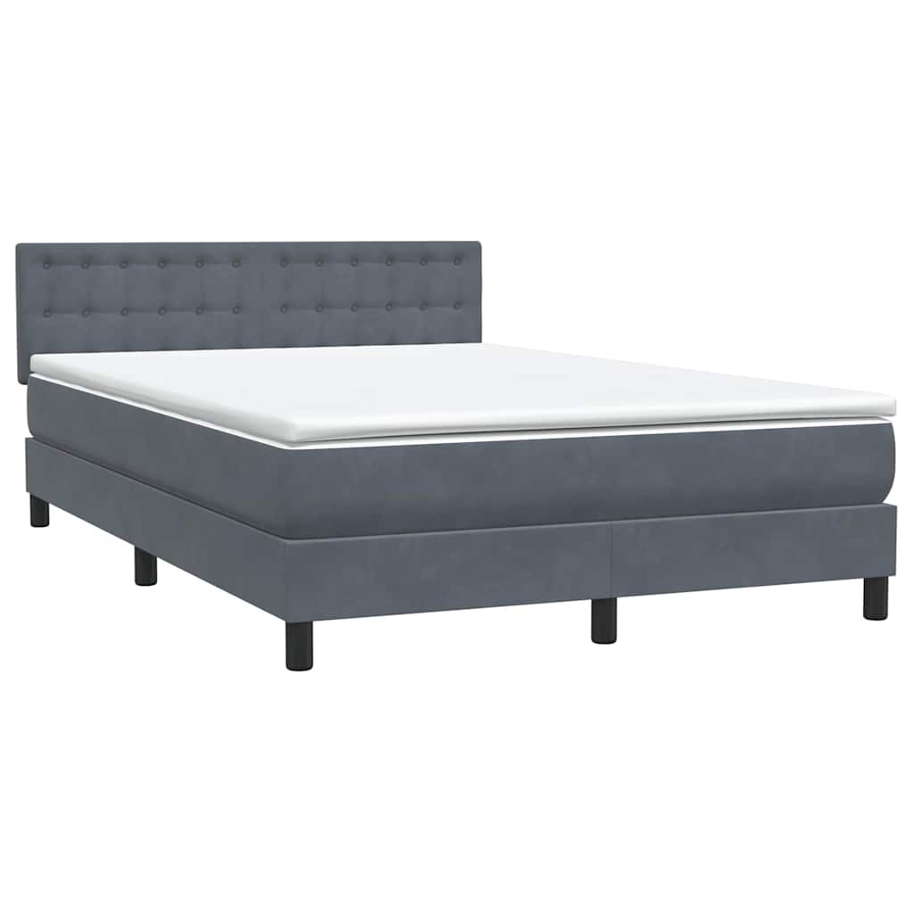 vidaXL Boxspringbett mit Matratze & LED Dunkelgrau 140x220 cm Samt