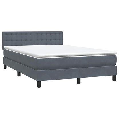 vidaXL Boxspringbett mit Matratze & LED Dunkelgrau 140x220 cm Samt