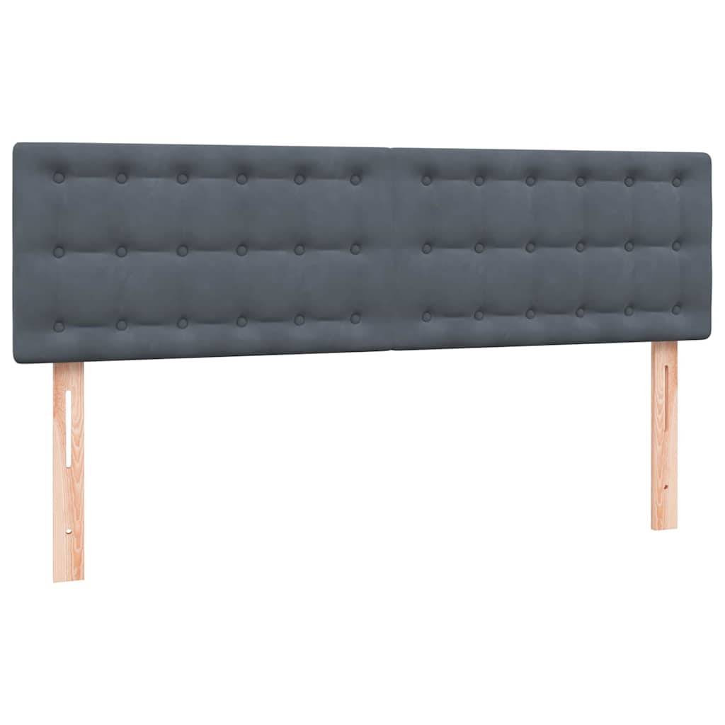 vidaXL Boxspringbett mit Matratze & LED Dunkelgrau 140x220 cm Samt
