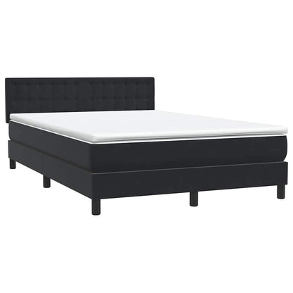 vidaXL Boxspringbett mit Matratze & LED Schwarz 140x220 cm Samt