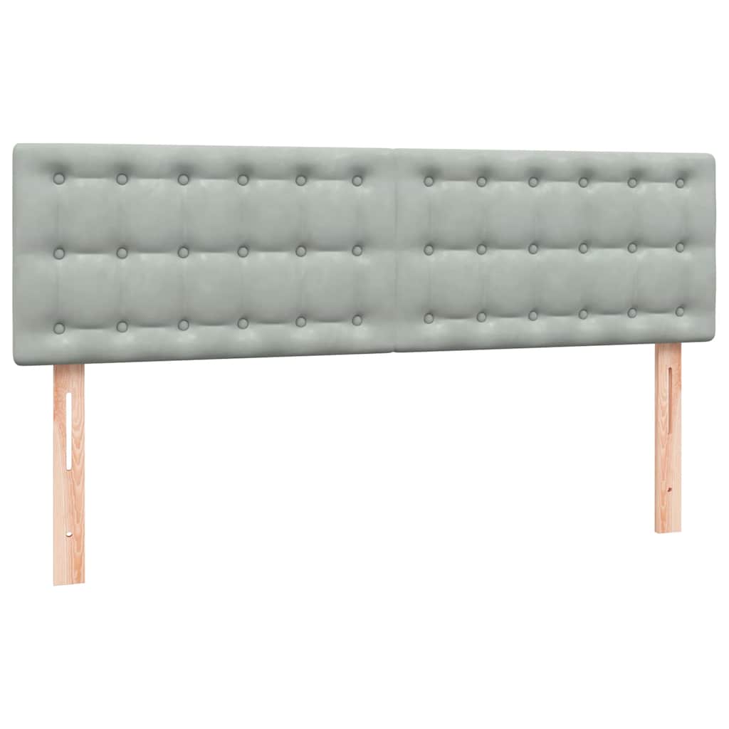 vidaXL Boxspringbett mit Matratze & LED Hellgrau 160x220 cm Samt