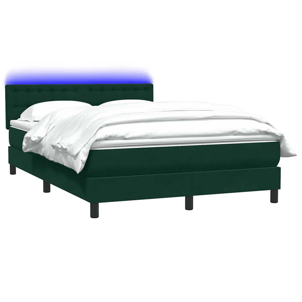 Boxspringbett mit Matratze & LED Dunkelgrün 160x220 cm Samt