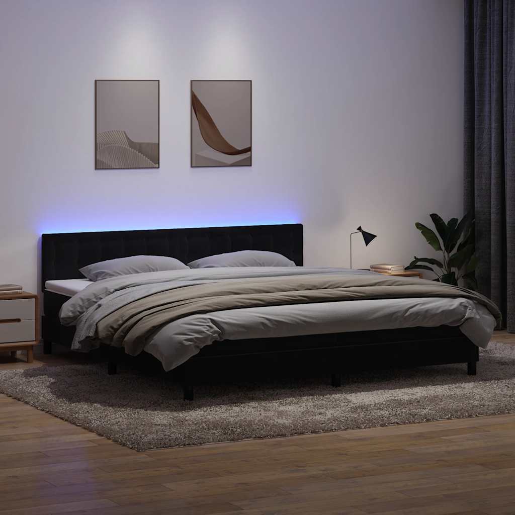 vidaXL Boxspringbett mit Matratze & LED Schwarz 180x220 cm Samt