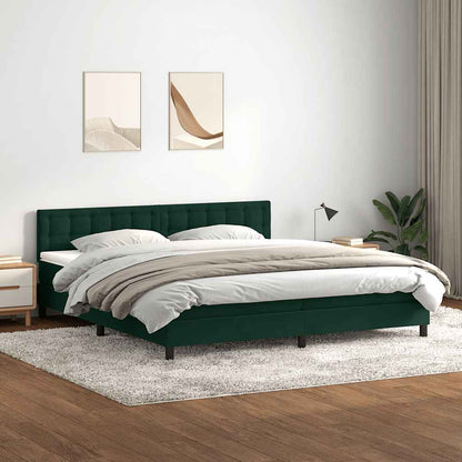 vidaXL Boxspringbett mit Matratze & LED Dunkelgrün 180x220 cm Samt
