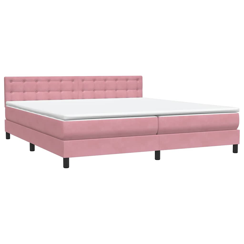 vidaXL Boxspringbett mit Matratze & LED Rosa 180x220 cm Samt