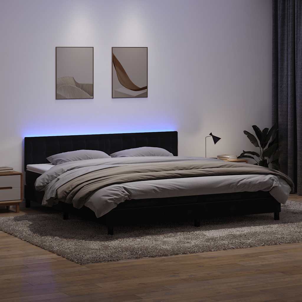 vidaXL Boxspringbett mit Matratze & LED Schwarz 200x220 cm Samt