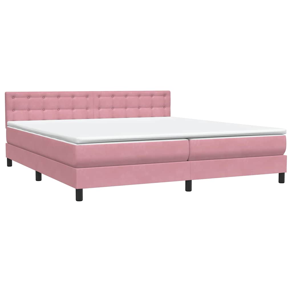 vidaXL Boxspringbett mit Matratze & LED Rosa 200x220 cm Samt