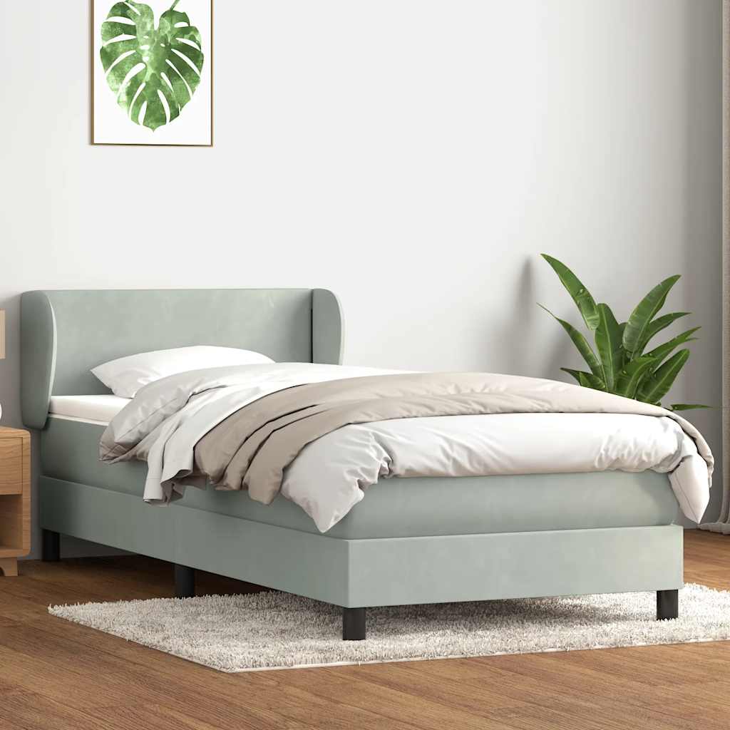 vidaXL Lit coffre avec matelas Gris clair 90x210 cm Velours