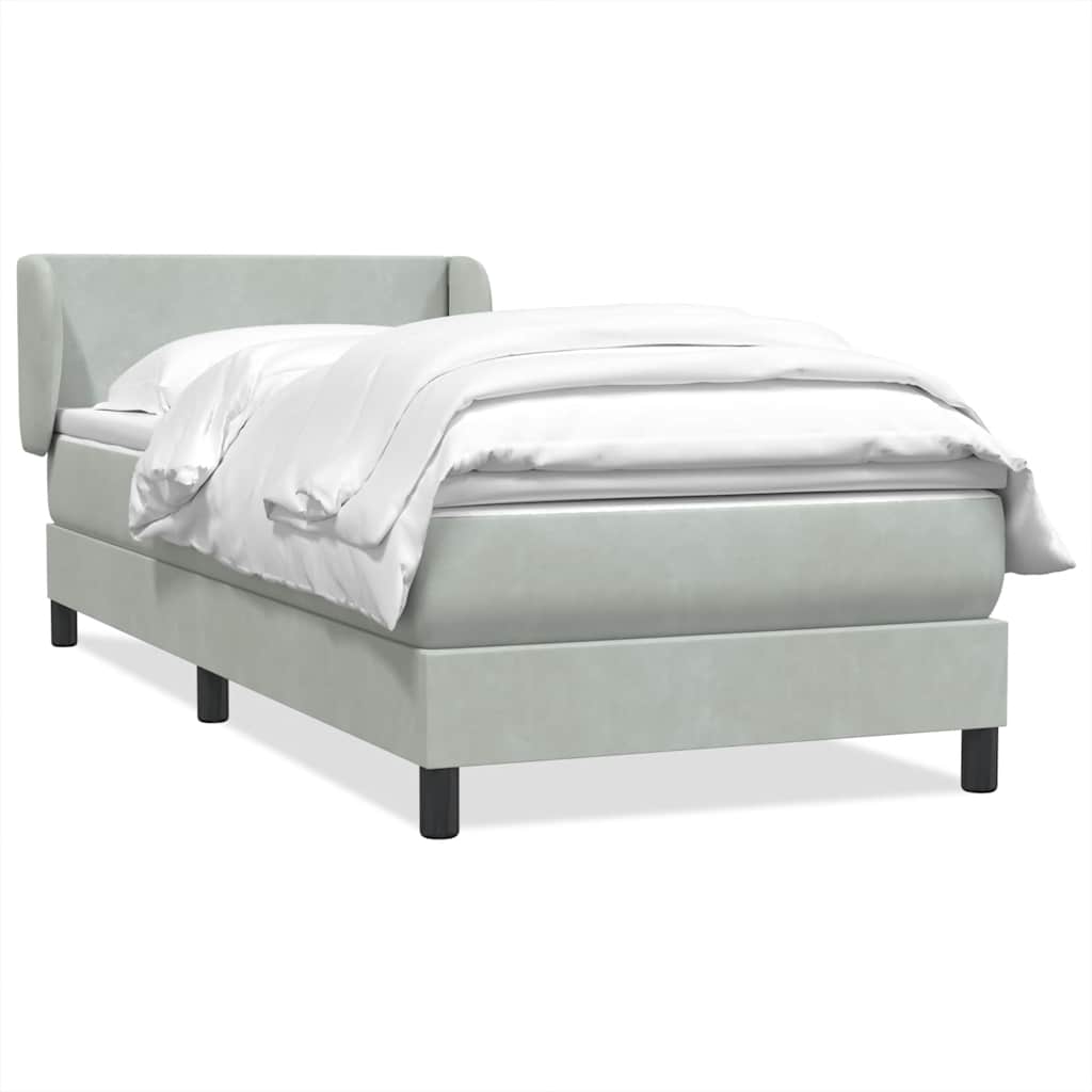vidaXL Lit coffre avec matelas Gris clair 90x210 cm Velours