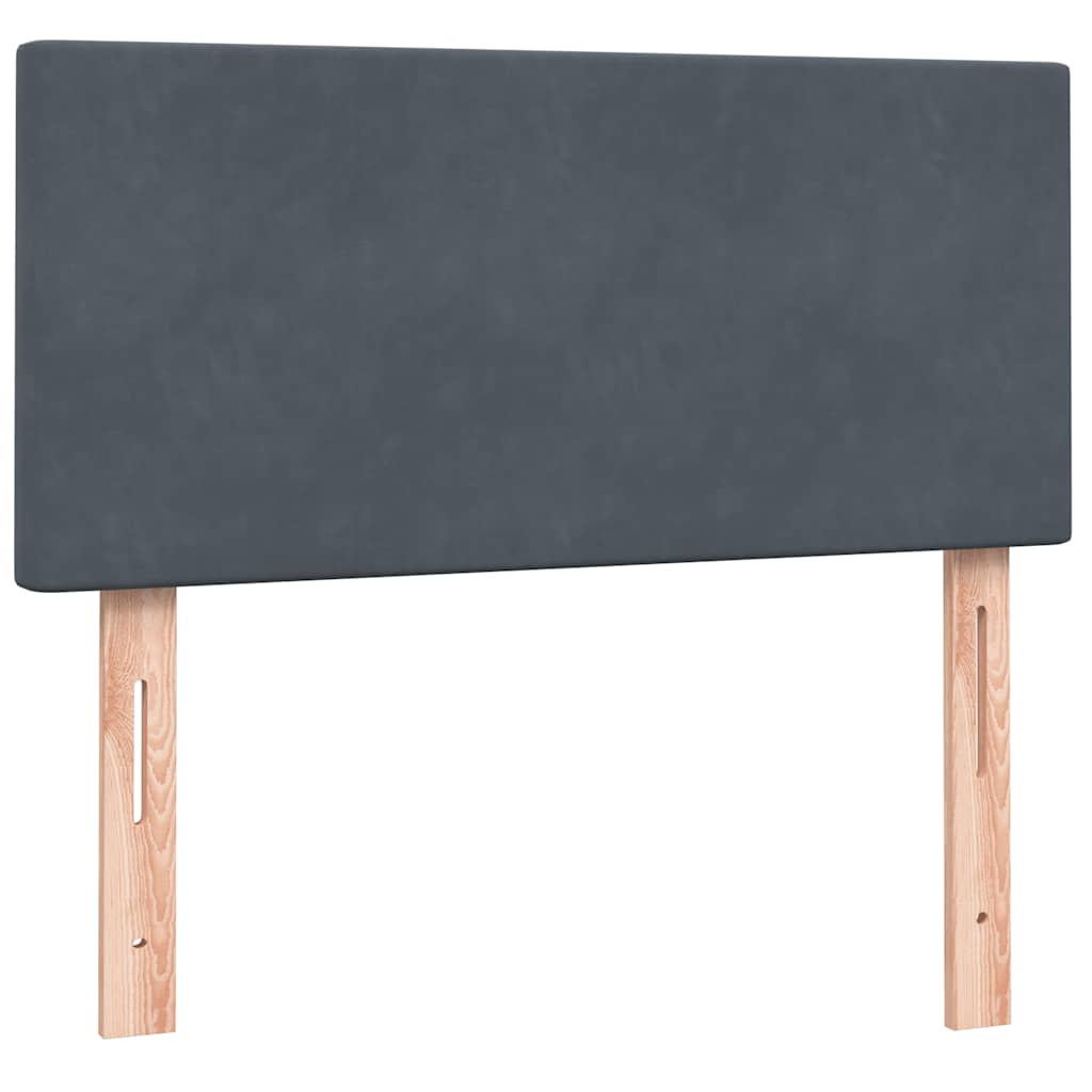 vidaXL Boxspringbett mit Matratze Dunkelgrau 90x210 cm Samt