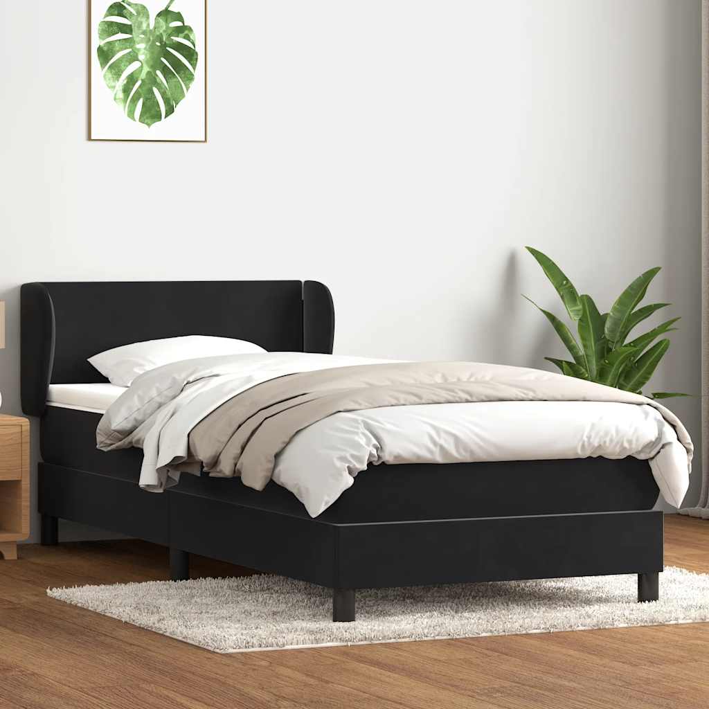 vidaXL Lit coffre tapissier avec matelas velours noir 90x210 cm