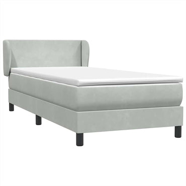 vidaXL Boxspringbett mit Matratze Hellgrau 100x210 cm Samt