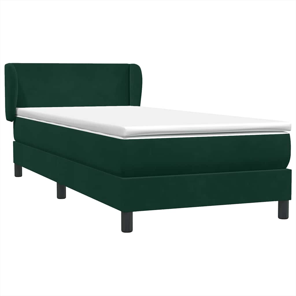 vidaXL Lit coffre avec matelas Vert foncé 100x210 cm Velours