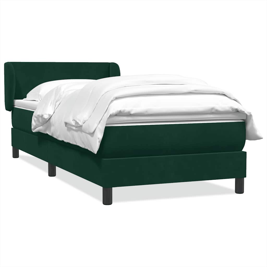 vidaXL Lit coffre avec matelas Vert foncé 100x210 cm Velours