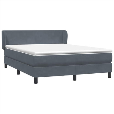 vidaXL Boxspringbett mit Matratze Dunkelgrau 140x210 cm Samt