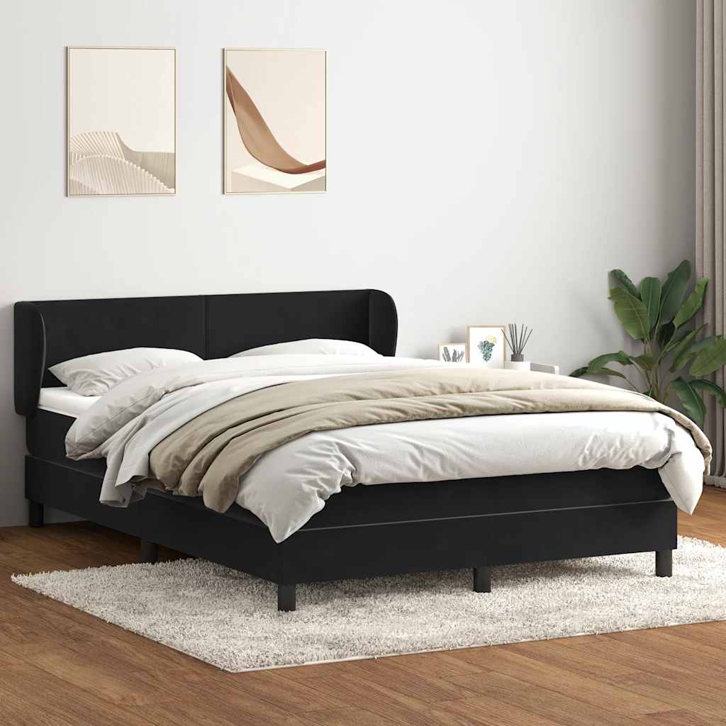 vidaXL Boxspringbett mit Matratze Schwarz 140x210 cm Samt